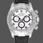 Rolex Daytona 116519 Black Alligator Leather strap White Dial 40mm Mens Replica Watch