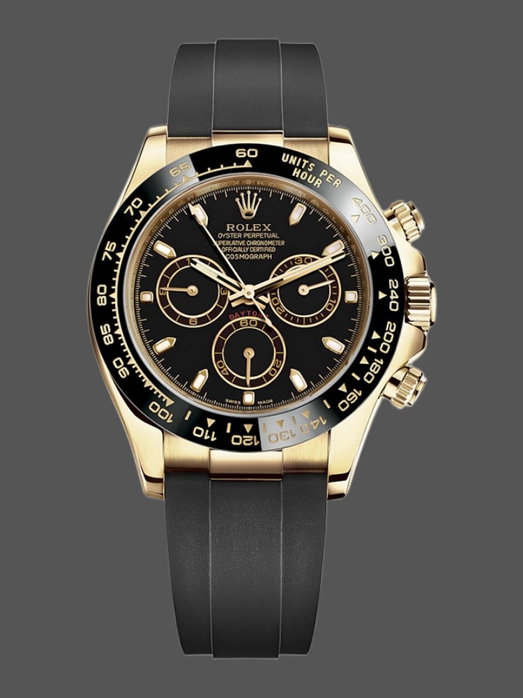 00C58F7A-3F16-8C4E-08F1-A68E11137685 Rolex Daytona 116518LN Black Dial Yellow Gold 40mm Mens Replica Watch - Image 1
