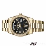 Rolex Day Date 118348 Yellow Gold Black Diamond Dial 36mm Unisex Replica Watch - Image 4