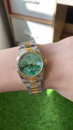 Rolex Datejust 31 Yellow Gold Olive Green Floral Motif Diamond Dial m278273 0031 - Image 2