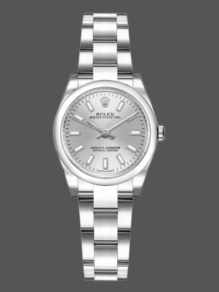0257D1E6-C4EF-9A8C-CFBD-CB38414BDD07 Rolex Oyster Perpetual 176200 Silver Index Stainless Steel 26mm Lady Replica Watch - Image 1