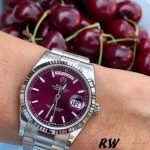 Rolex Day-Date 118239 Cherry Red Dial Fluted Bezel 36mm Lady Replica Watch - Image 4