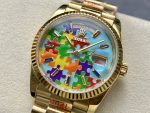 Rolex Day Date 128238-0106 36mm Yellow Gold Fluted Bezel Emoji Puzzle Dial - Image 6