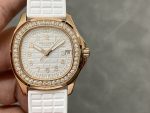 Replica Patek Philippe Aquanaut Rose Gold White Dial 5068R 010 36mm Lady Watch - Image 3