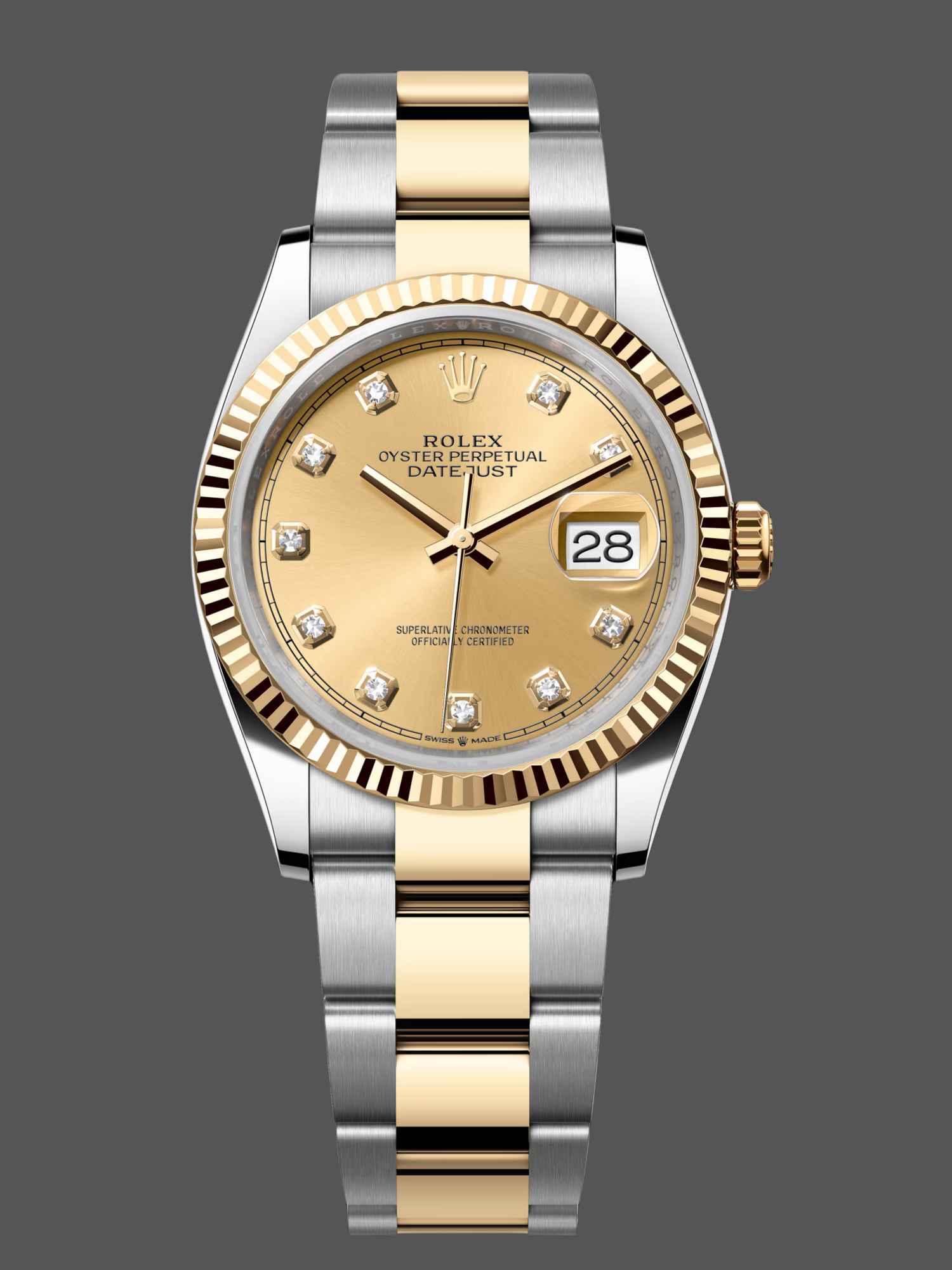 02B5D642-ECBB-C313-8894-0AD21E198E8F Rolex Datejust 36MM 126233 0018 Champagne Diamond Dial Unisex Replica Watch - Image 1