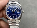 Rolex Day Date 36 36mm Bright Blue Diamond-Set Dial Fluted Bezel Presi m128236 0023 - Image 3