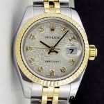Rolex Datejust 179173 Silver Jubilee Diamond Dial Fluted Bezel 26MM Lady Replica Watch - Image 2