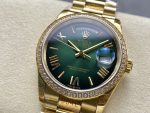 Rolex Day Date 36 36mm Green Ombré Dial Diamond-Set Bezel President Bracelet m128348rbr 0068 - Image 5