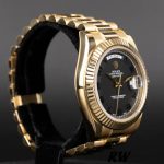 Rolex Day-Date 218238 Concentric Circle Black Dial Yellow Gold 41MM Mens Replica Watch - Image 3