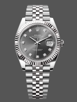 Rolex Datejust 41 Rhodium Diamond Dial Fluted Bezel m126334 0006 Men's Watch