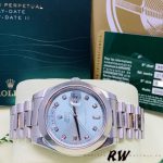 Rolex Day-Date 218206 Ice Blue Diamond Dial Platinum 41MM Mens Replica Watch - Image 4
