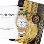 Rolex Day-Date 118208 White Dial Yellow Gold 36mm Unisex Replica Watch - Image 4