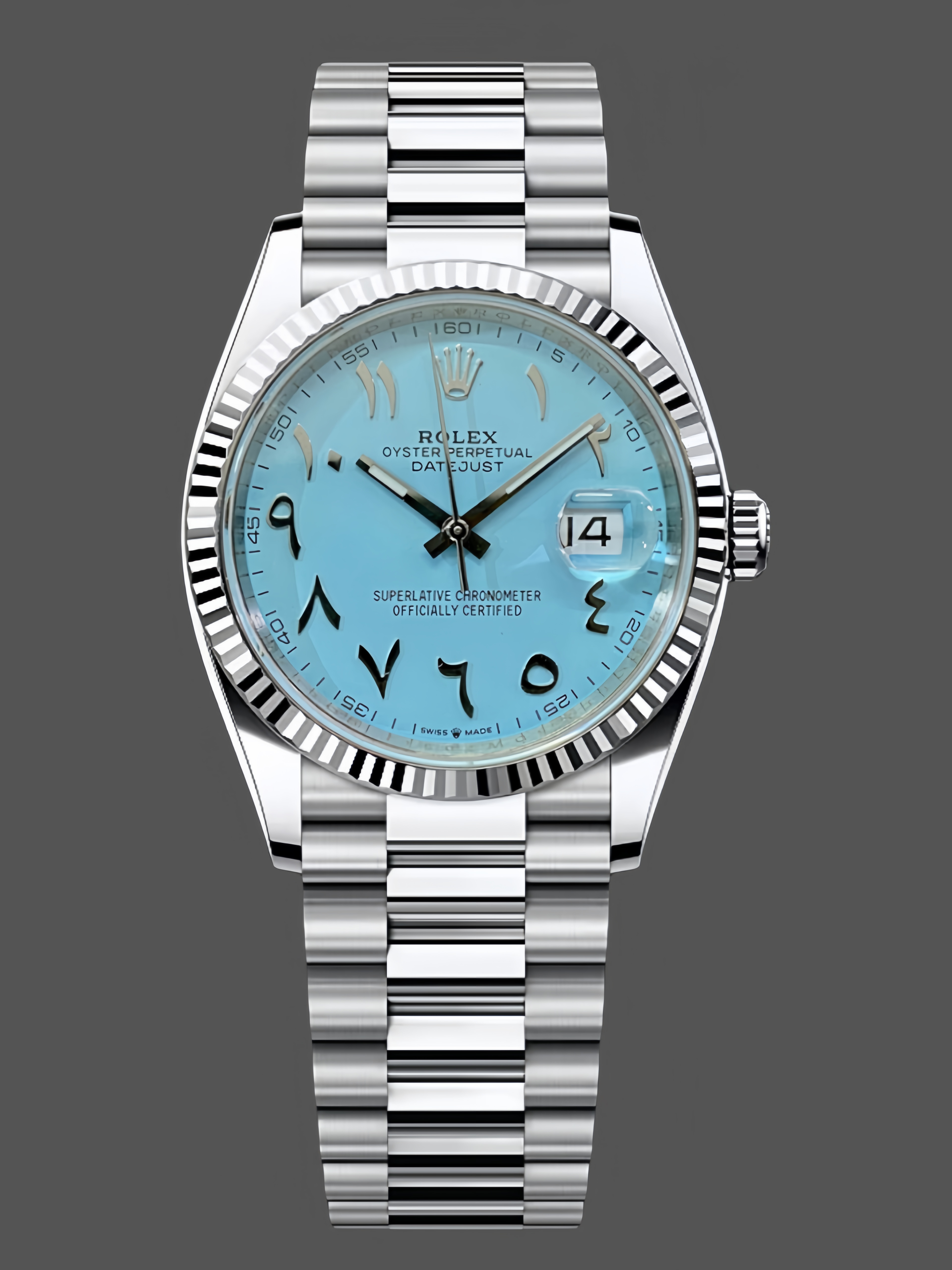 0A653289-17D1-684E-2DEE-6533EAAA7108 Rolex Datejust 41 Ice Blue Dial with Fluted Bezel 126334 Men's Watch - Image 1