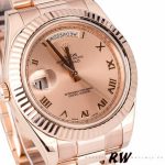 Rolex Day-Date 218235 Pink Roman Numerals Dial Rose Gold 41MM Mens Replica Watch - Image 4