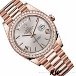 Rolex Day-Date 228345RBR Sundust Roman Dial Diamond Bezel 40mm Mens Replica Watch - Image 3