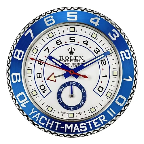 0ADB382B-E28E-B5CB-5B0C-EBC2F986B8CC Rolex Yacht Master ll Silver & Blue Wall Clock - Image 1