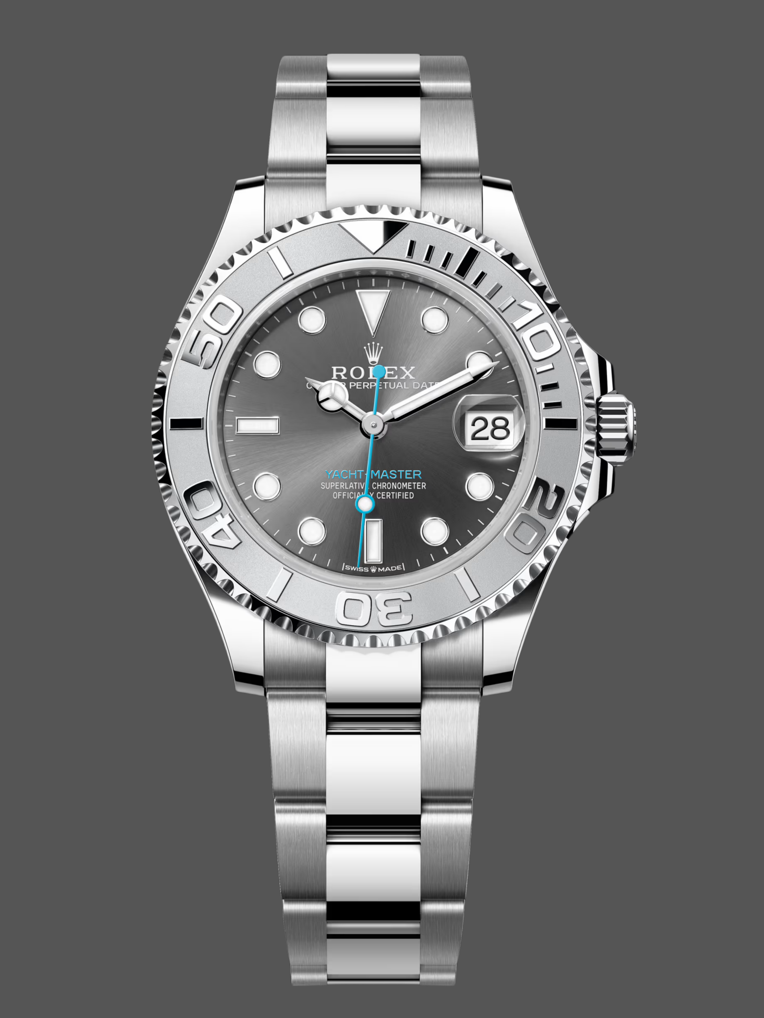 0B3EB766-D5AB-BBC9-4C92-B6BED343CA09 Rolex Yacht-Master 37 Automatic Slate Grey Dial Platinum Bezel Steel M268622 0002 Women's Watch - Image 1