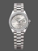 Rolex Datejust 28mm White Gold Silver Diamond President 279139rbr 0003 Women's Watch
