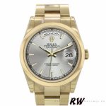 Rolex Day-Date 118208 Silver Dial Yellow Gold 36mm Unisex Replica Watch - Image 2