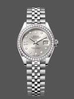 Rolex Datejust 28 Silver Dial Diamond Bezel m279384rbr 0021 Women's Watch