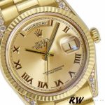 Rolex Day-Date 118338 Champagne Roman Dial Diamond Bezel 36MM Unisex Replica Watch - Image 2