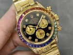 Rolex Daytona 116598 Yellow Gold Black Diamond Dial 40MM Mens Replica Watch - Image 4