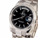 Rolex Day-Date 118239 White Gold Black Dial Fluted Bezel 36mm Unisex Replica Watch - Image 2