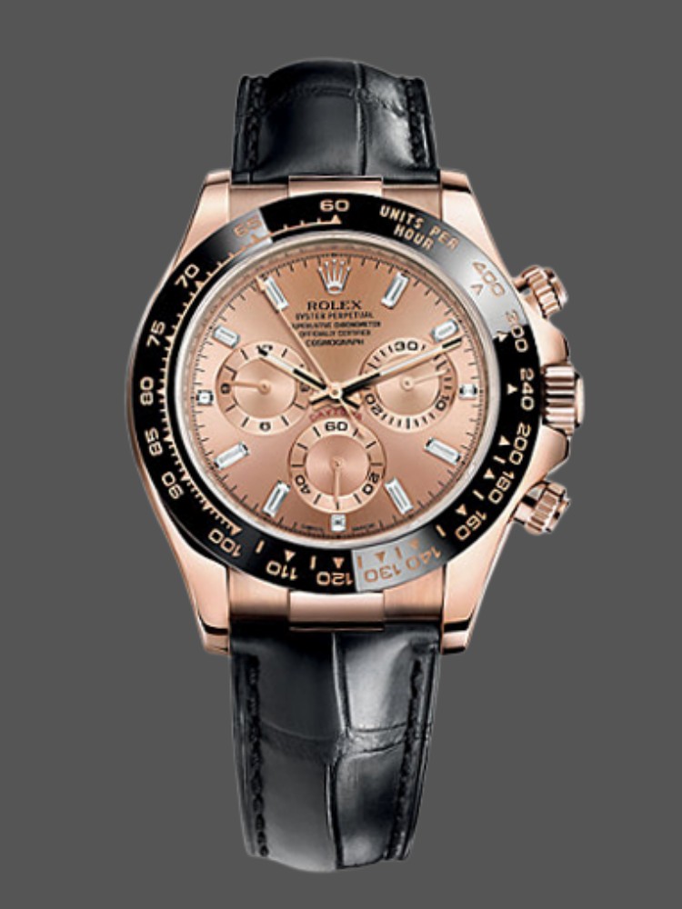 0E7D274B-3FA0-1F32-6F99-1004BD0F5AB1 Rolex Cosmograph Daytona 116515LN Leather strap Pink Dial 40mm Mens Replica Watch - Image 1