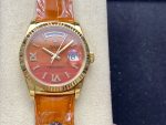 Rolex Day-Date 128238 Fluted Bezel Carnelian dial 36MM Unisex Replica Watch - Image 3