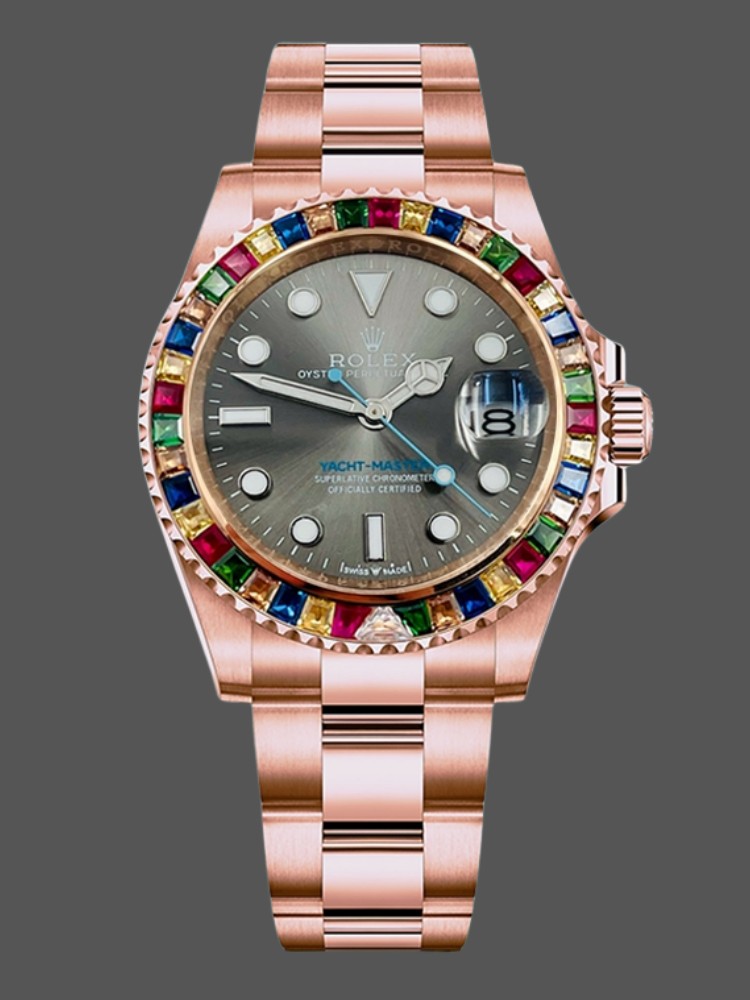 0ECD9766-A658-5077-3D36-BA0C3EF7BCD0 Rolex Yacht-Master 116695 Everose Gold Grey Dial 40MM Mens Replica Watch - Image 1