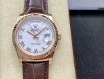 Rolex Day Date 36 White Dial 118135 0064 Brown Leather Watch - Image 3