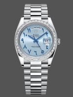 Rolex Day-Date 40mm Platinum Ice Blue Arabic Dial Diamond Bezel 228396TBR Men's Watch