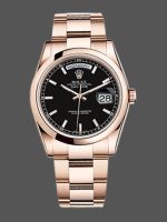 Rolex Day Date 118205 Black Dial Rose Gold 36mm Unisex Replica Watch