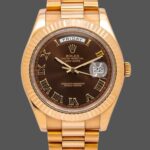 Rolex Day-Date 218235 Chocolate Brown Dial Rose Gold 41MM Mens Replica Watch