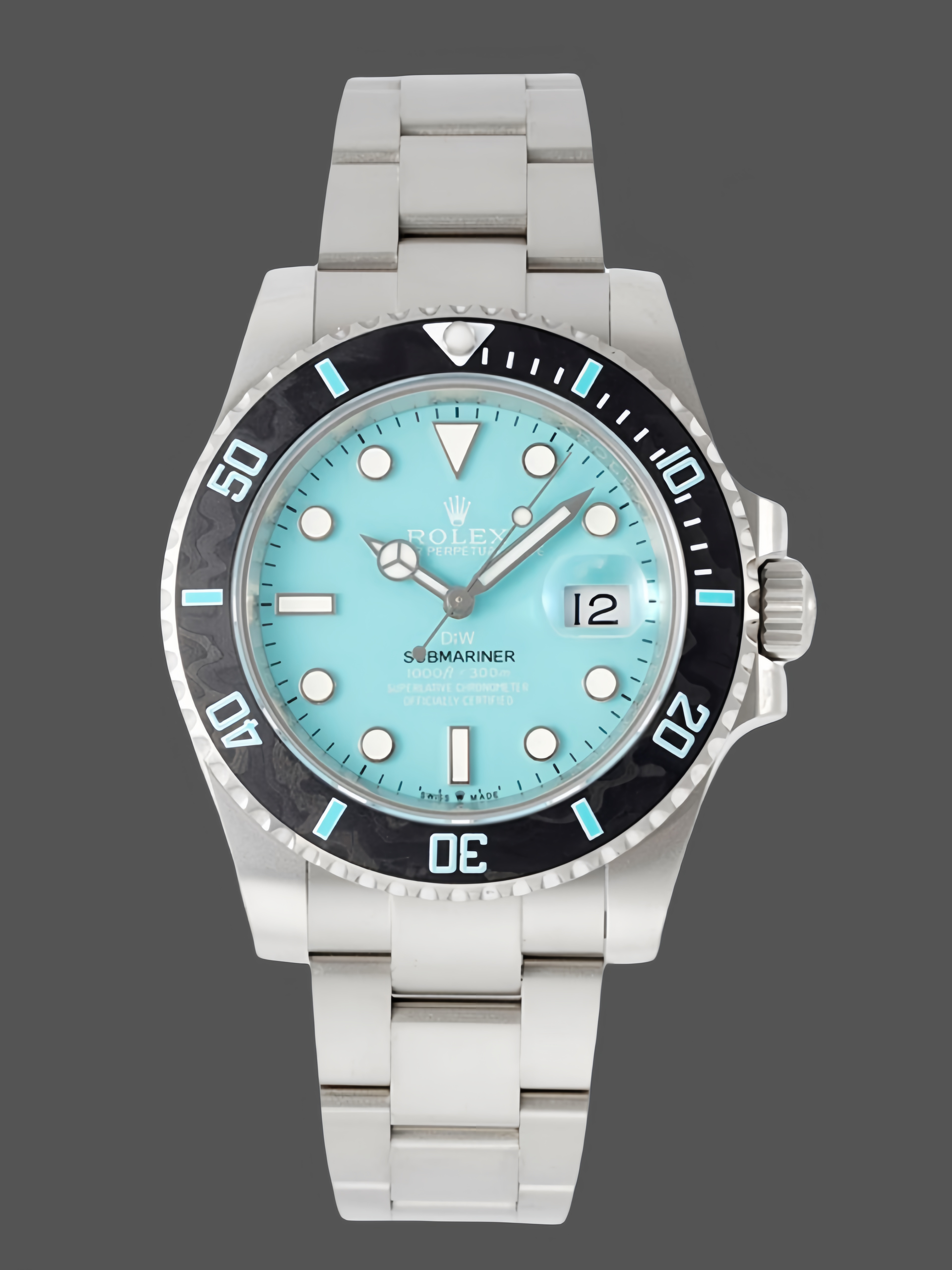 1052BA6E-E0E8-9CD6-4BEF-A0782D5EA023 Rolex Submariner Sandblasted DIWF Edition Carbon Bezel Ice Blue Dial - Image 1