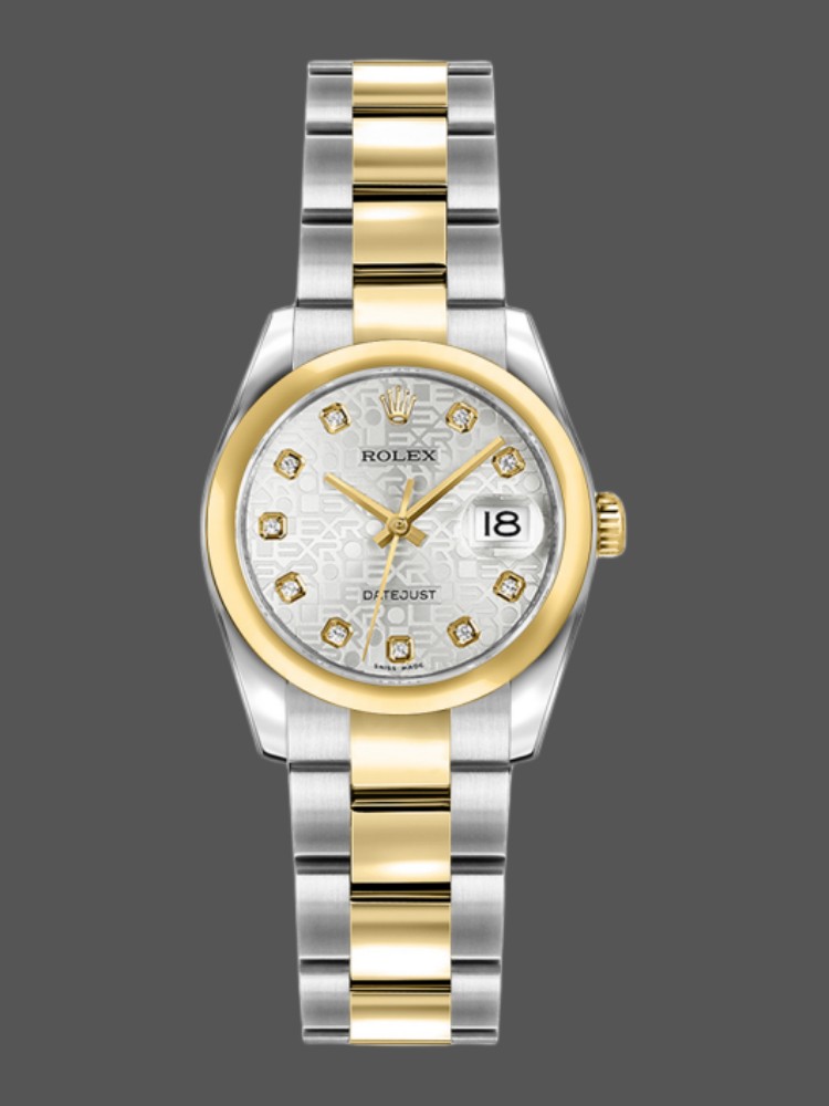 1055FB68-1FB7-28D2-BAB4-070638CC4481 Rolex Datejust 179163 Silver Jubilee Dial Domed Dezel 26MM Lady Replica Watch - Image 1