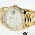 Rolex Day-Date 228398TBR Silver Diagonal Motif Dial Diamond Bezel 40mm Mens Replica Watch - Image 3