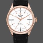 Rolex Cellini Time 50505 Black Leather Strap White Dial 39mm Mens Replica Watch