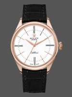 Rolex Cellini Time 50505 Black Leather Strap White Dial 39mm Mens Replica Watch