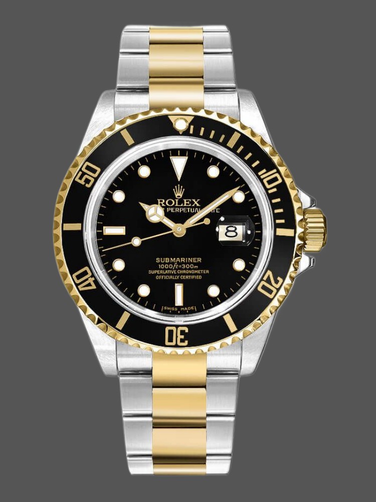 1373F218-F42E-2AC9-62BD-92A2606AD0BA Rolex Submariner Date 16613LN Yellow Gold Stainless Steel Black Dial 40mm Mens Replica Watch - Image 1