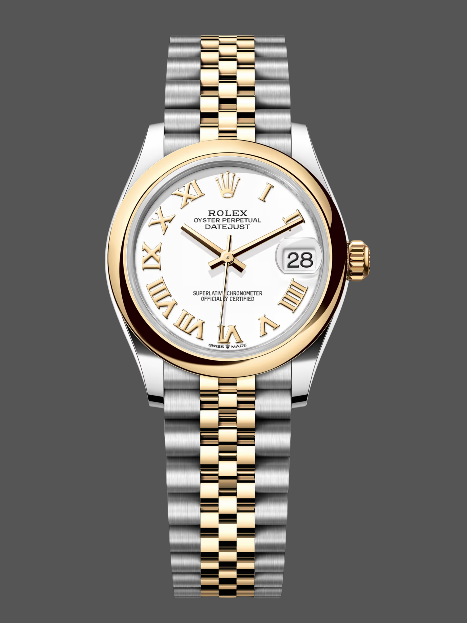 13A5C05B-9807-68CB-2AB9-AD37674CBA47 Rolex Datejust 31 Stainless Steel and Yellow Gold White Roman Dial M278243 0002 Women's Watch - Image 1
