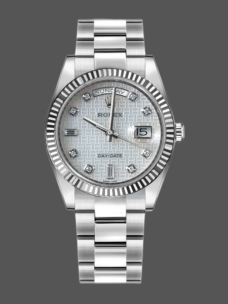 13AEB1E7-0387-76DC-5569-5A76510E1B10 Rolex Day-Date 118239 Mother of Pearl White Dial 36mm Unisex Replica Watch - Image 1