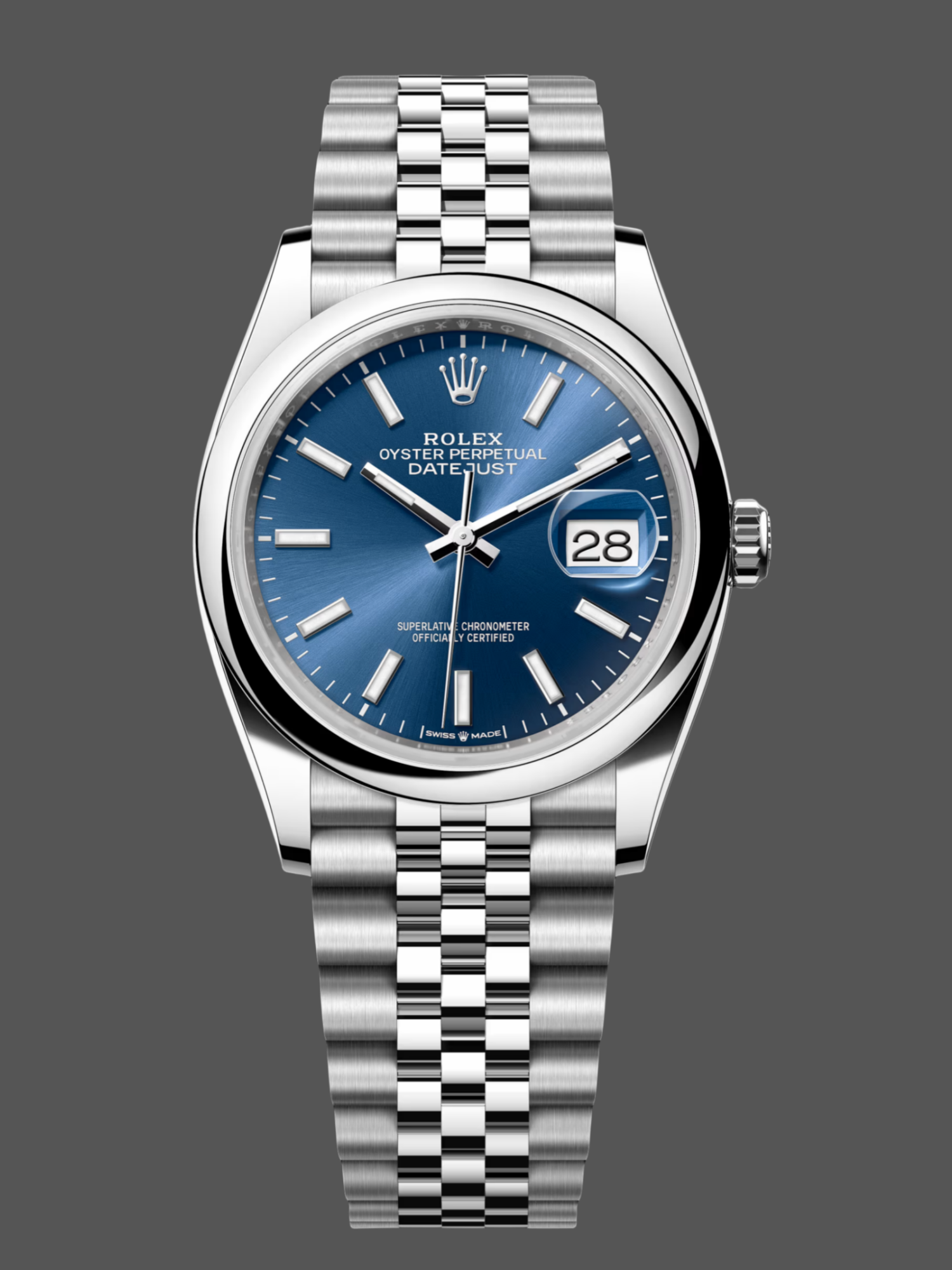 13C3014F-AD54-A416-D98A-9D54741EAA0C Rolex Datejust 126200 Blue Index Dial Jubilee Stainless Steel 36MM Unisex Replica Watch - Image 1