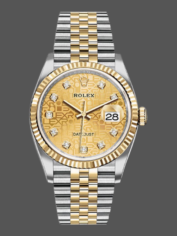 14E9AF22-E8BF-3087-3FDC-E09D68154BCA Rolex Datejust 126233 Champagne Jubilee Dial Fluted Bezel 36MM Unisex Replica Watch - Image 1