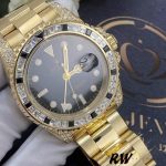 Rolex GMT-Master II 116758 Yellow Gold Black Dial Diamonds 40mm Mens Replica Watch - Image 5