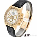 Rolex Daytona 116518 Black Leather Strap White Dial 40mm Mens Replica Watch - Image 3