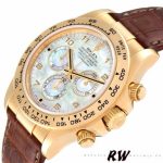 Rolex Daytona 116518 Yellow Gold MOP Dial Brown Strap 40mm Mens Replica Watch - Image 4