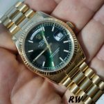 Rolex Day-Date 118238 Yellow Gold Fluted Bezel Green Dial 36mm Unisex Replica Watch - Image 3