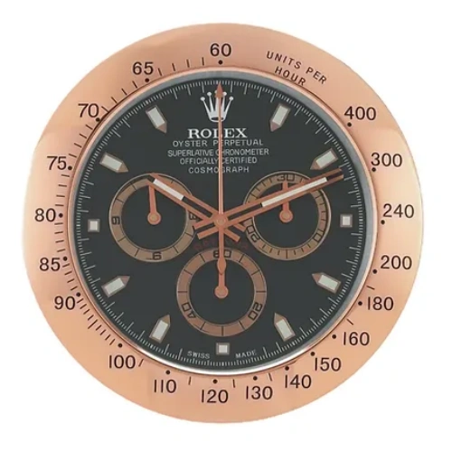 17FD6A90-311D-54BD-FF4B-11A84BEE0AB2 Rolex Daytona Rose Gold & Black Wall Clock - Image 1