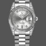 Rolex Day Date 118339 White Gold Silver Dial Fluted Bezel 36mm Unisex Replica Watch